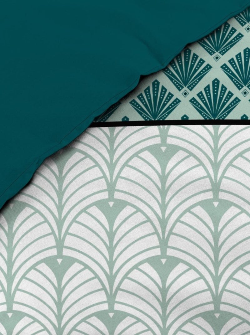 Housse de couette 240x220 + 2 taies STRIA Emeraude Vert - Kiabi