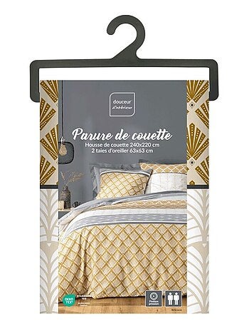 Housse de couette 240x220 + 2 taies STRIA Ocre