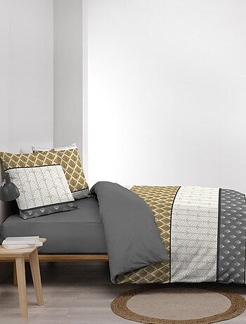 Housse de couette 240x220 + 2 taies STRIA Ocre