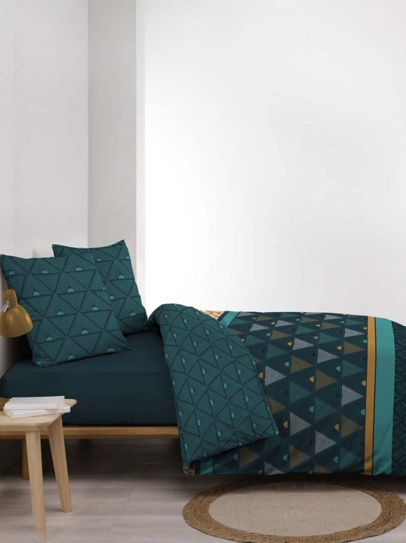 Housse de couette 240x220 + 2 taies Triade microfibre Vert - Kiabi