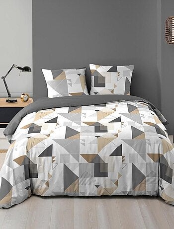 Housse de couette 240x220 + 2 taies TRIGONE microfibre