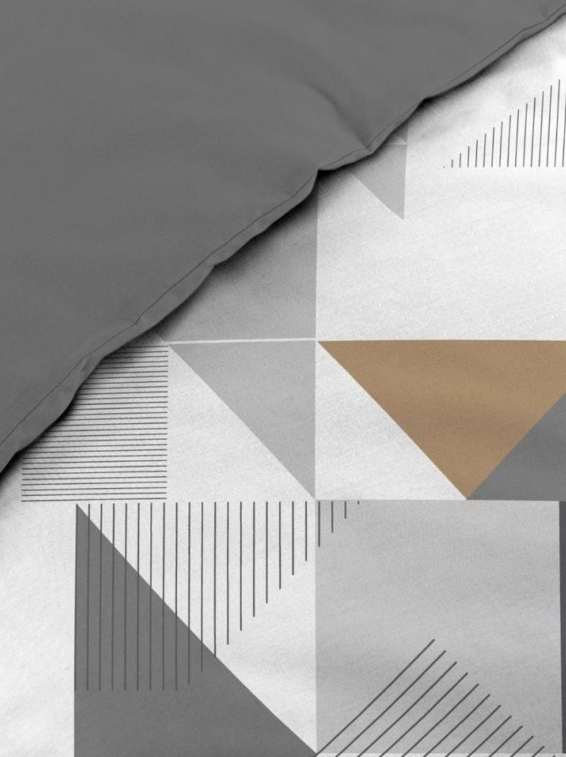 Housse de couette 240x220 + 2 taies TRIGONE microfibre Gris - Kiabi