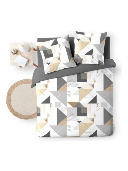 Housse de couette 240x220 + 2 taies TRIGONE microfibre - Kiabi Housse de couette 240x220 + 2 taies TRIGONE microfibre - Kiabi