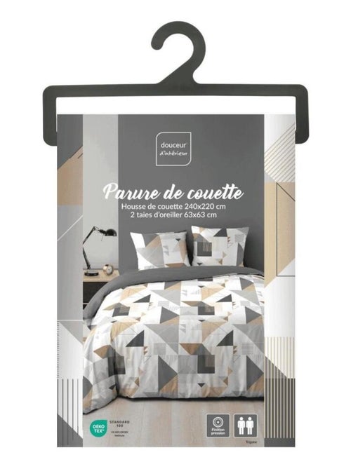 Housse de couette 240x220 + 2 taies TRIGONE microfibre - Kiabi Housse de couette 240x220 + 2 taies TRIGONE microfibre - Kiabi