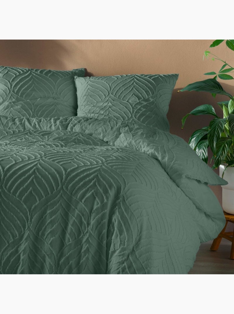 Housse de couette 240x220 + 2 taies tuftée Cèdre Vert - Kiabi