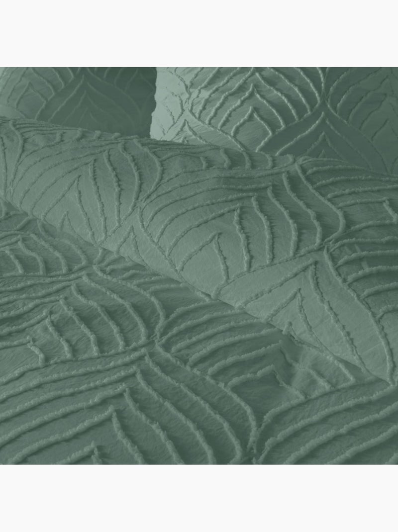 Housse de couette 240x220 + 2 taies tuftée Cèdre Vert - Kiabi