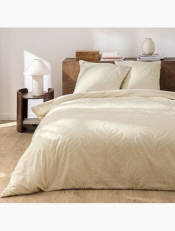 Housse de couette 240x220 + 2 taies tuftée ivoire