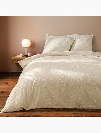 Housse de couette 240x220 + 2 taies tuftée ivoire