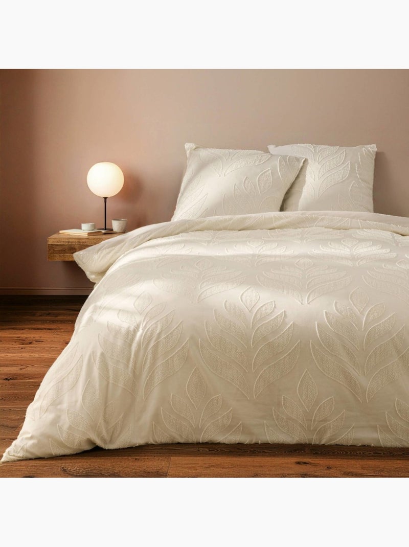 Housse de couette 240x220 + 2 taies tuftée ivoire Beige - Kiabi