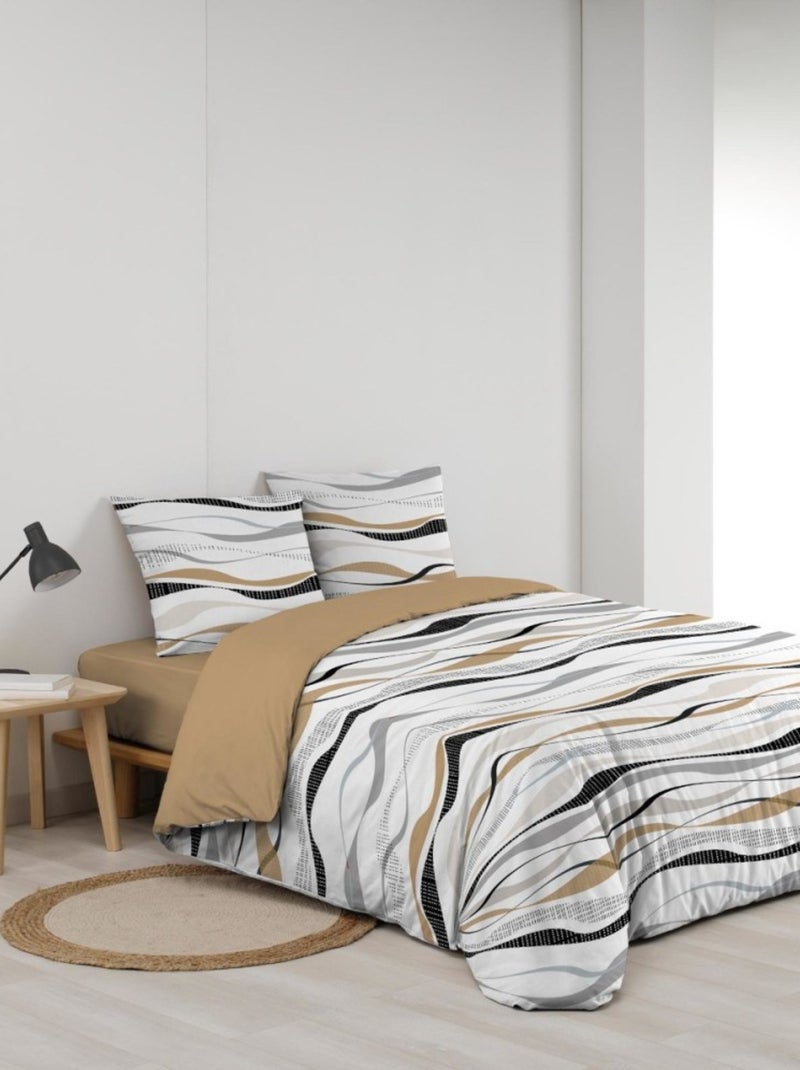 Housse de couette 240x220 + 2 taies VAGUELINE Naturel Beige - Kiabi
