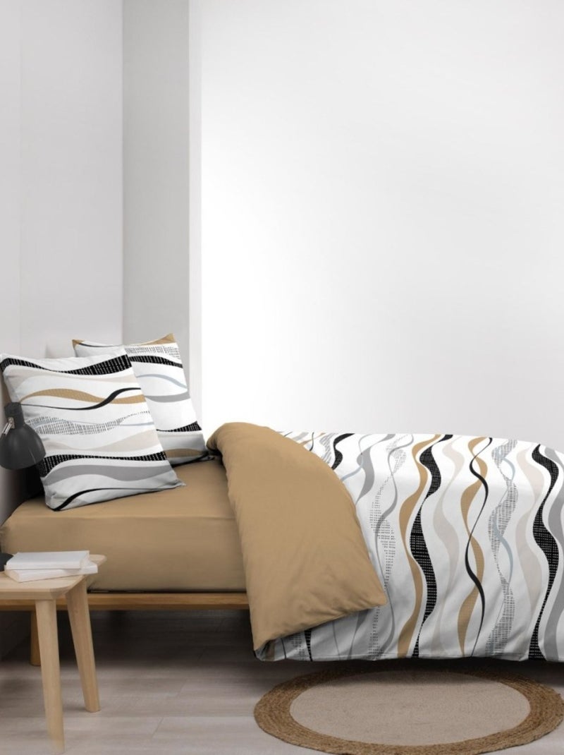 Housse de couette 240x220 + 2 taies VAGUELINE Naturel Beige - Kiabi