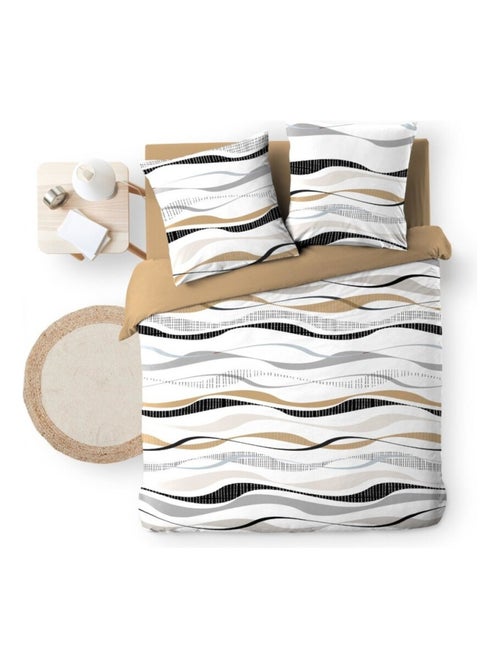 Housse de couette 240x220 + 2 taies VAGUELINE Naturel - Kiabi Housse de couette 240x220 + 2 taies VAGUELINE Naturel - Kiabi