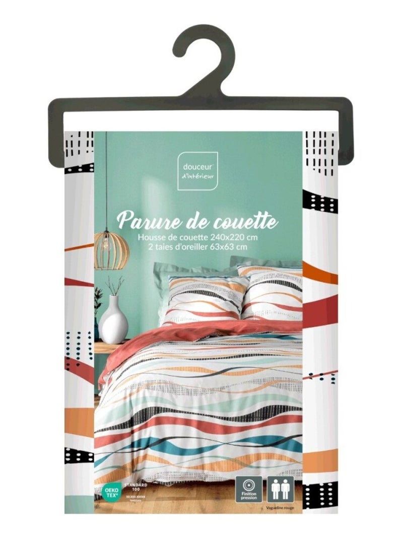 Housse de couette 240x220 + 2 taies VAGUELINE Rouge Rouge - Kiabi