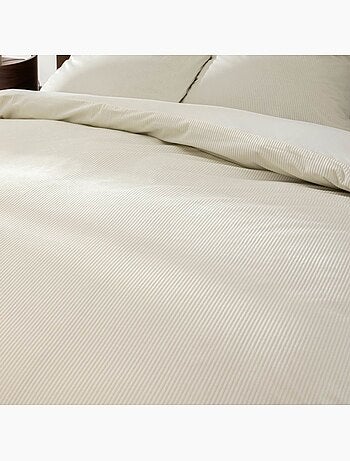 Housse de couette 240x220 + 2 taies velours côtelé beige ivoire