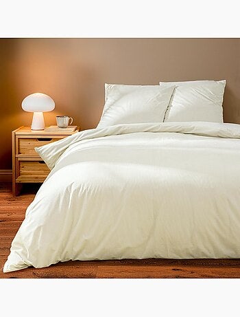Housse de couette 240x220 + 2 taies velours côtelé beige ivoire