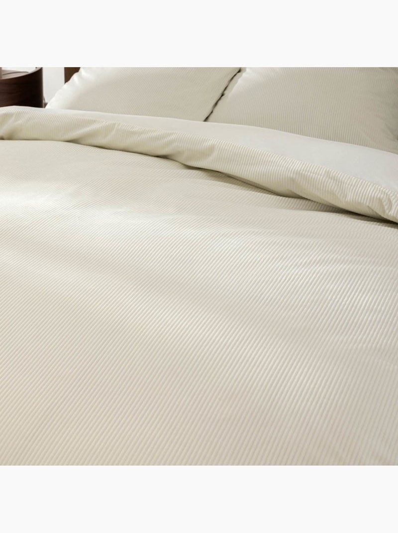 Housse de couette 240x220 + 2 taies velours côtelé beige ivoire Beige - Kiabi