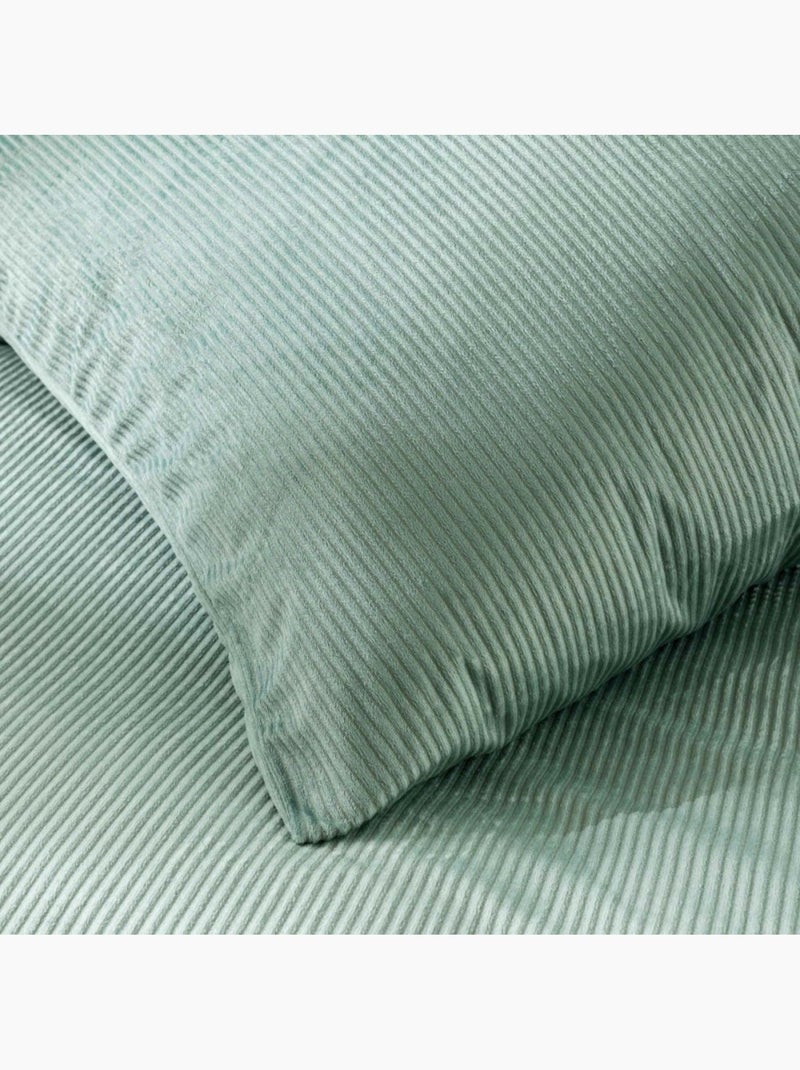 Housse de couette 240x220 + 2 taies velours côtelé vert cèdre Vert - Kiabi