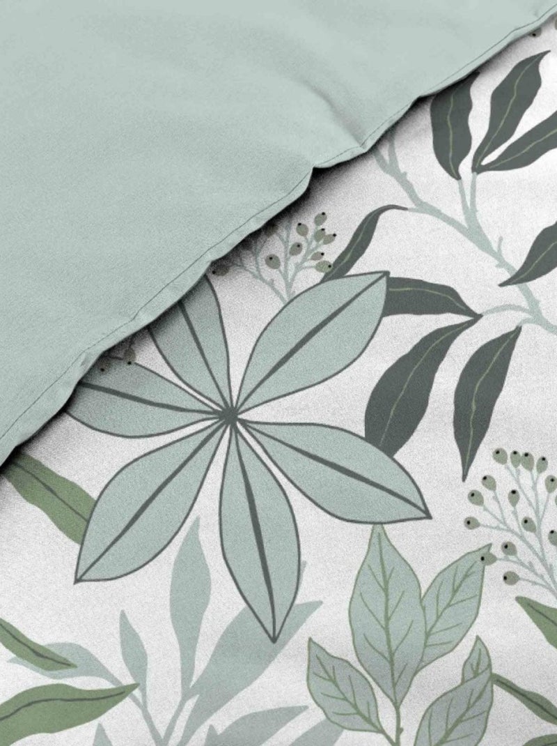 Housse de couette 240x220 + 2 taies VOLTINE 100% coton Vert - Kiabi
