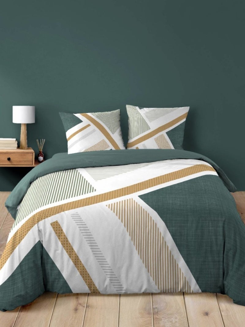 Housse de couette 240x220 + 2 taies ZEPHYR 100% coton Gris - Kiabi
