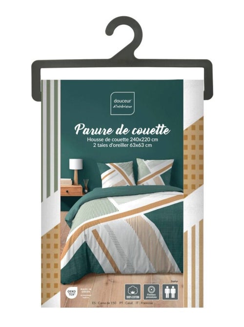Housse de couette 240x220 + 2 taies ZEPHYR 100% coton - Kiabi