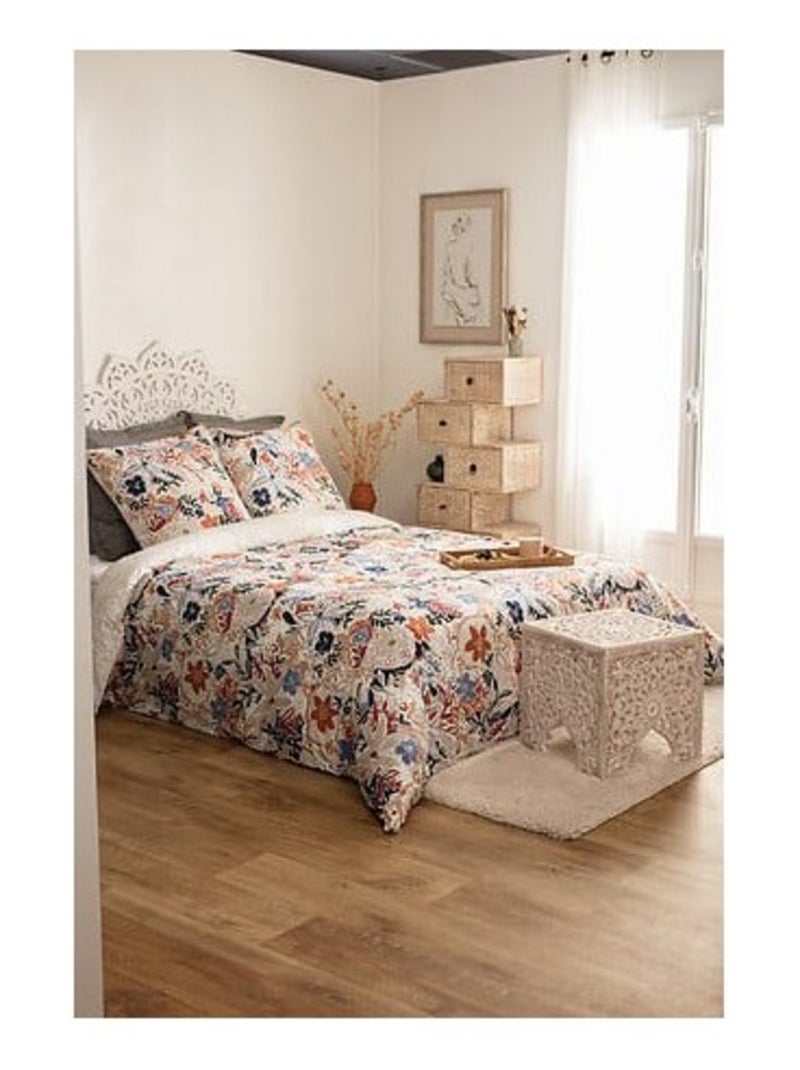 Housse de couette 240x220 Alesio + 2 taies coton percale 80 fils Blanc - Kiabi