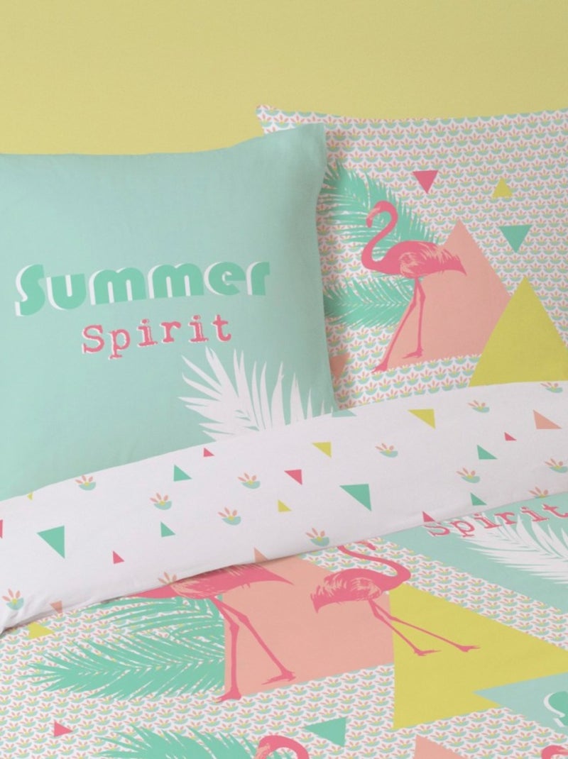 Housse de couette 240x220 ALICE + 2 taies 100% coton Rose - Kiabi