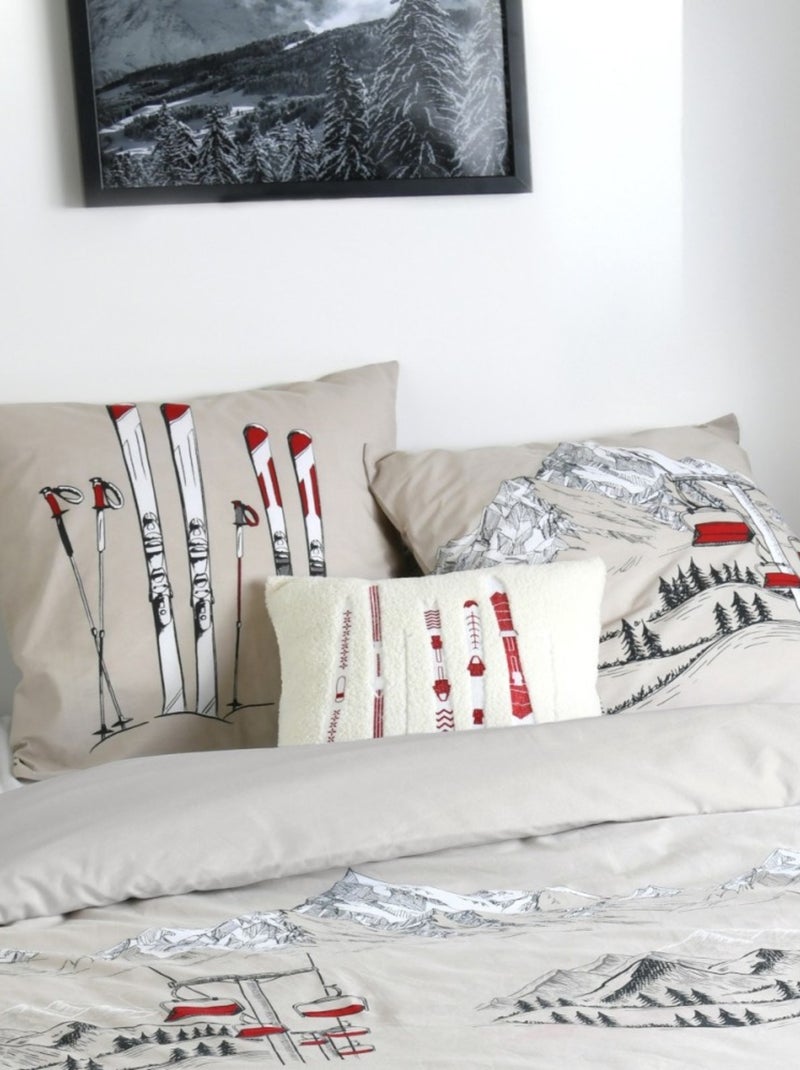 Housse de couette 240x220 ALPES + 2 taies coton 57 fils Beige - Kiabi