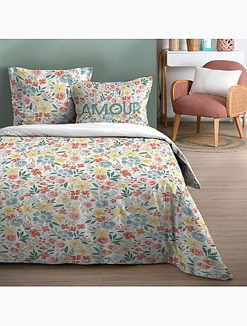 Housse de couette 240x220 Amour + 2 taies coton 57 fils