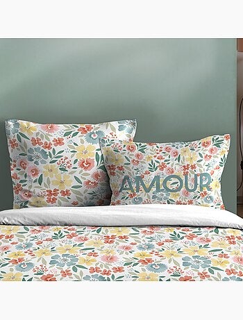 Housse de couette 240x220 Amour + 2 taies coton 57 fils