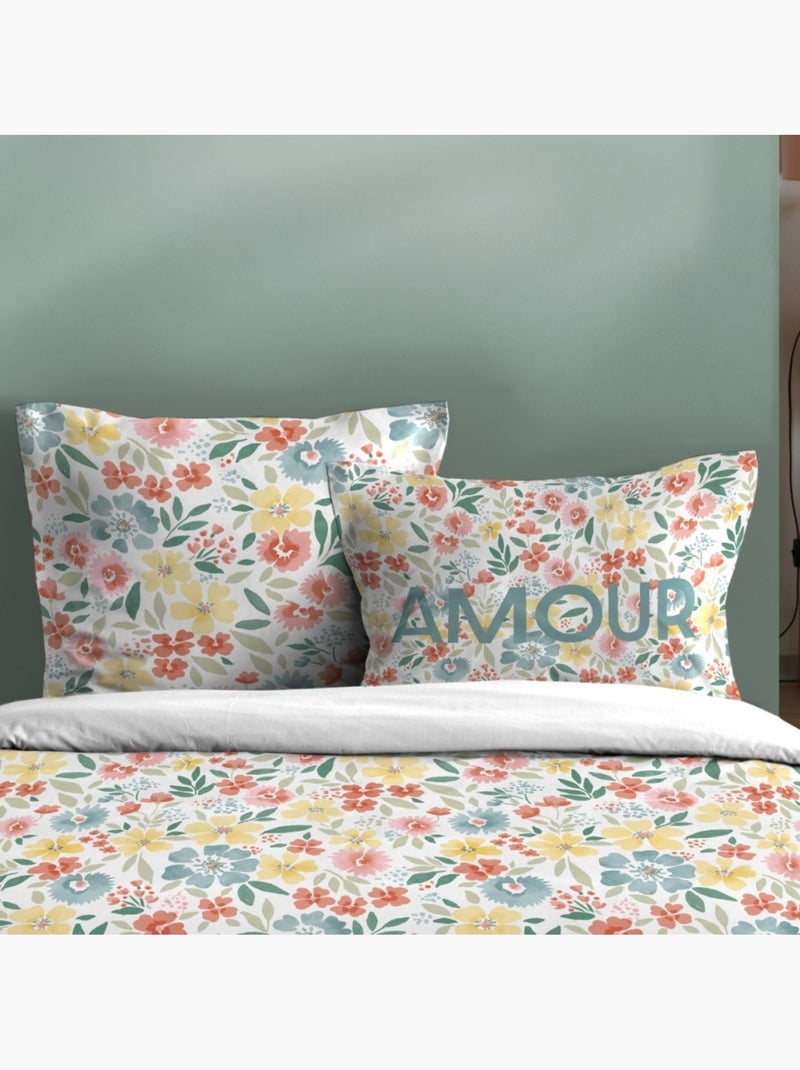 Housse de couette 240x220 Amour + 2 taies coton 57 fils Multicolore - Kiabi