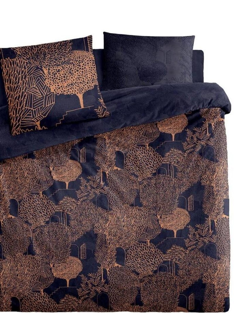 Housse de couette 240x220 Arca + 2 taies 100% coton 57 fils Bleu - Kiabi