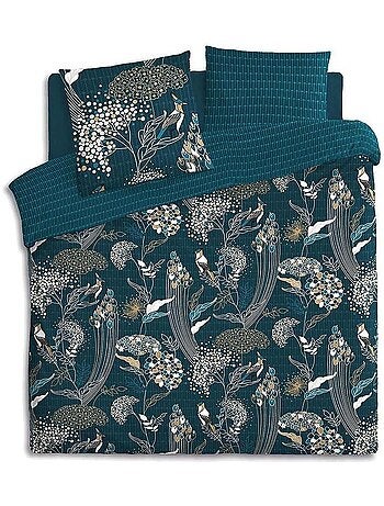 Housse de couette 240x220 Art Paon + 2 taies 100% coton 57 fils