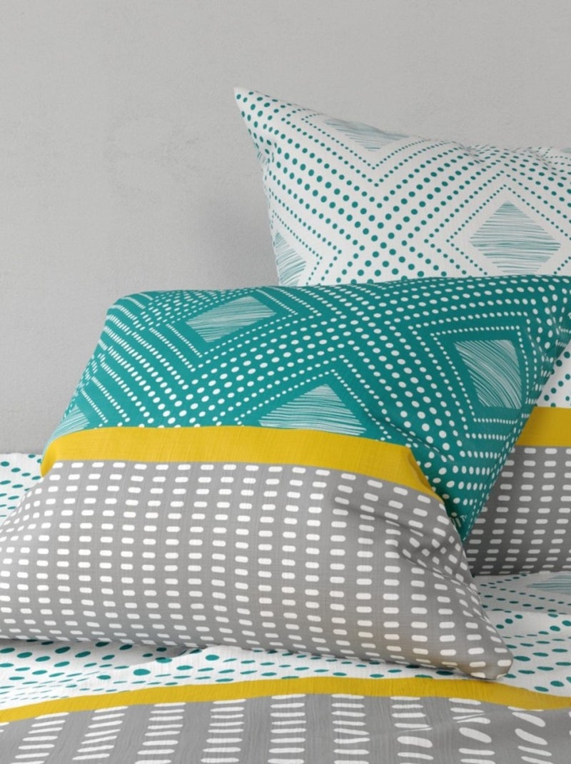 Housse de couette 240x220 AURAH + 2 taies coton 57 fils Vert - Kiabi