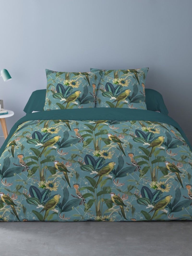Housse de couette 240x220 AVALON + 2 taies Percale de coton Vert - Kiabi