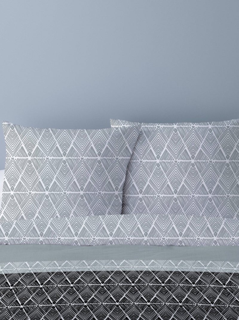 Housse de couette 240x220 AVI NOIR + 2 taies 100% coton Gris - Kiabi