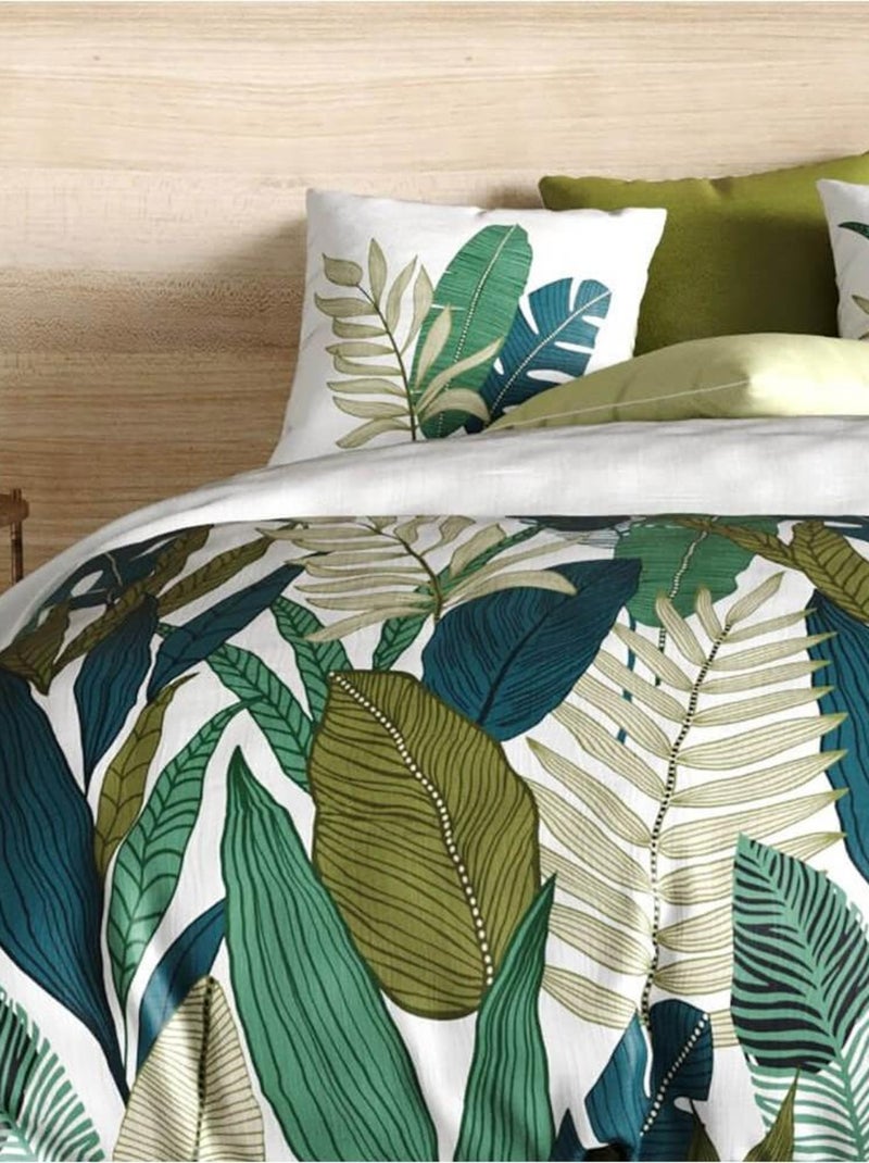 Housse de couette 240x220 Beleme + 2 taies coton 57 fils Vert - Kiabi