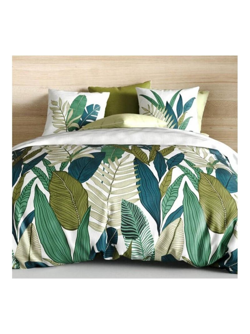 Housse de couette 240x220 Beleme + 2 taies coton 57 fils Vert - Kiabi