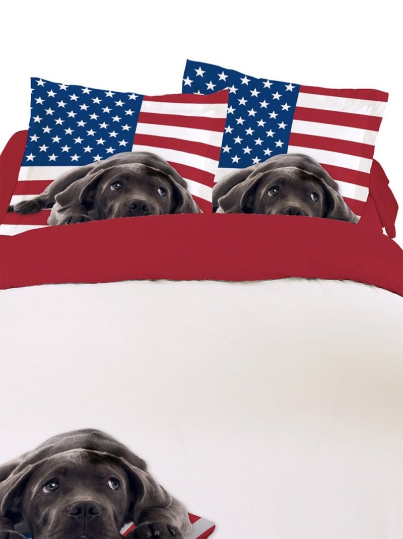 Housse de couette 240x220 Blacky in the USA + 2 taies coton Rouge - Kiabi