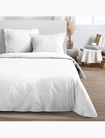 Housse de couette 240x220 blanche + 2 taies 100% microfibre