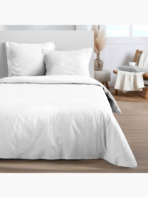 Housse de couette 240x220 blanche + 2 taies 100% microfibre - Kiabi Housse de couette 240x220 blanche + 2 taies 100% microfibre - Kiabi