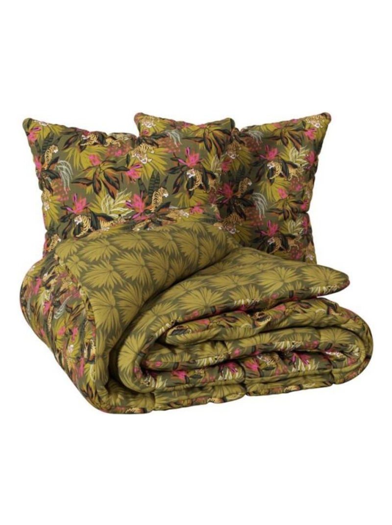 Housse de couette 240x220 Boudoir + 2 taies coton 57 fils Vert - Kiabi