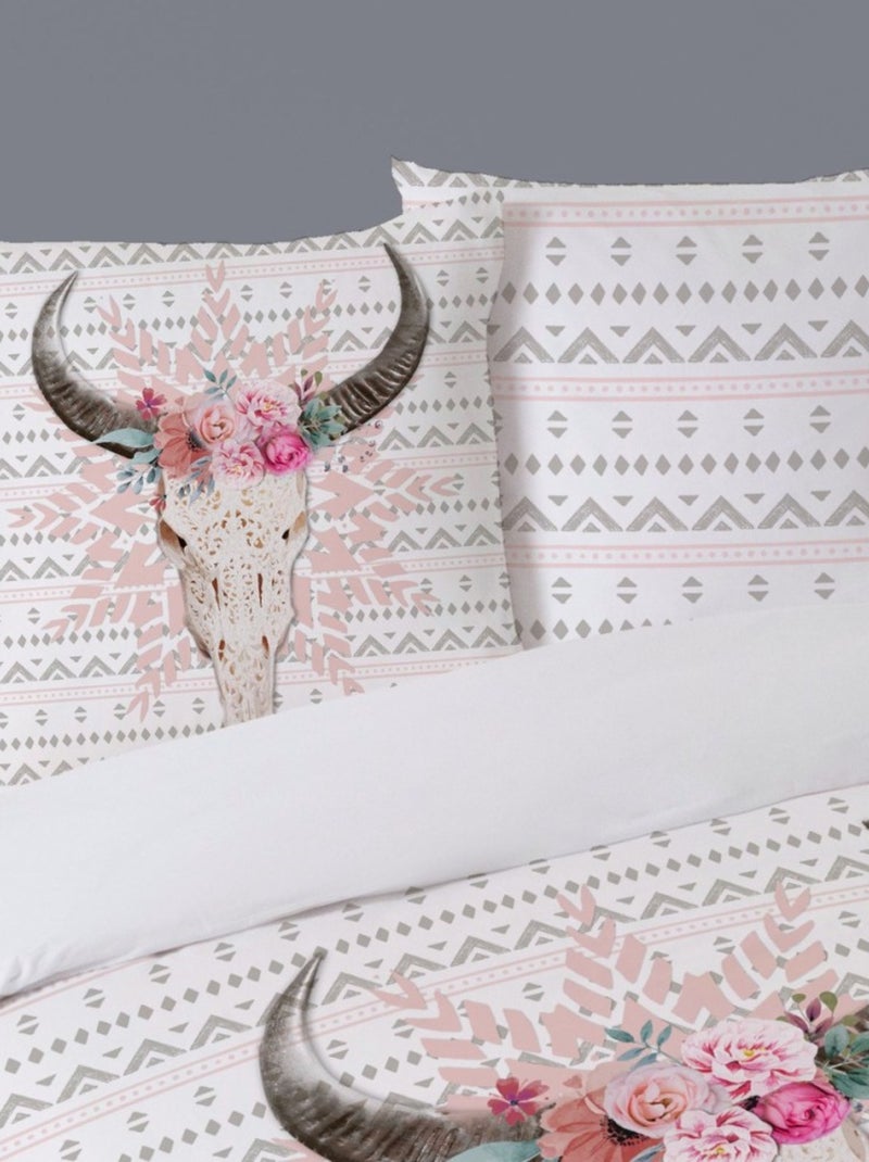 Housse de couette 240x220 BUFFELA BELLA + 2 taies 100% coton Blanc - Kiabi