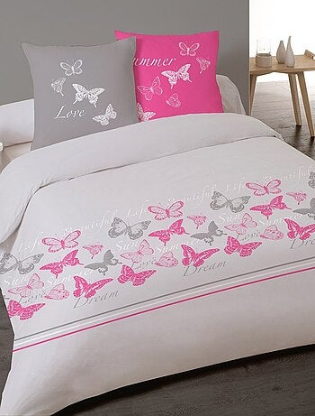 Housse de couette 240x220 Butterflies + 2 taies coton 57 fils