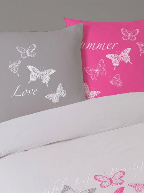 Housse de couette 240x220 Butterflies + 2 taies coton 57 fils - Kiabi