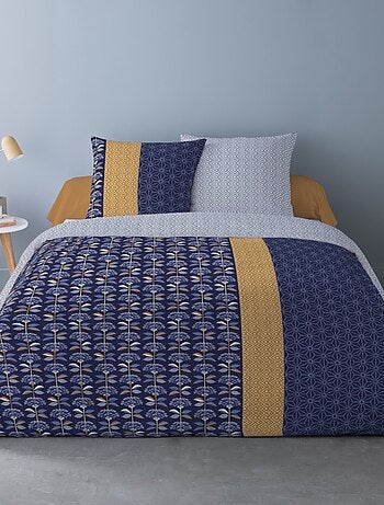 Housse de couette 240x220 CARLOS + 2 taies Percale de coton