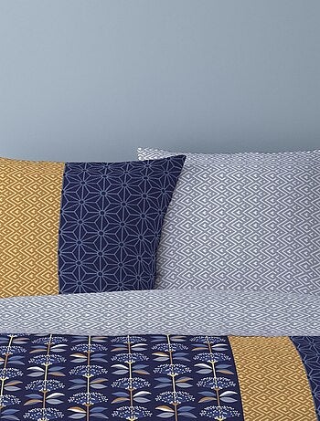 Housse de couette 240x220 CARLOS + 2 taies Percale de coton