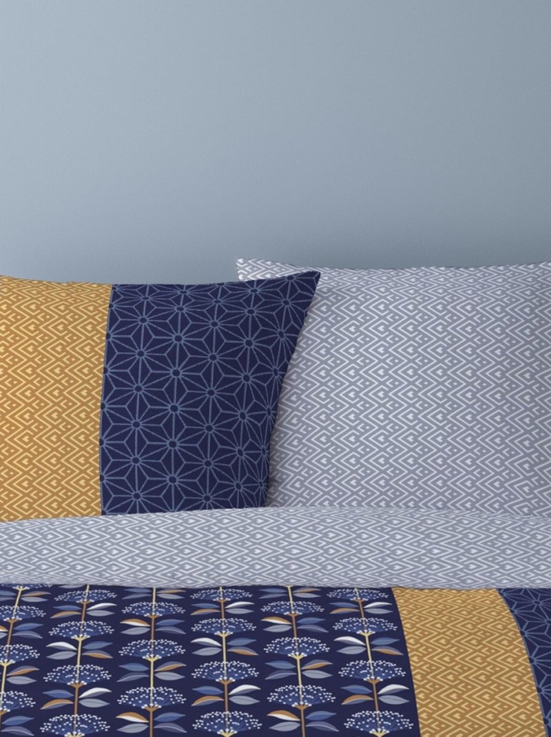 Housse de couette 240x220 CARLOS + 2 taies Percale de coton Bleu - Kiabi