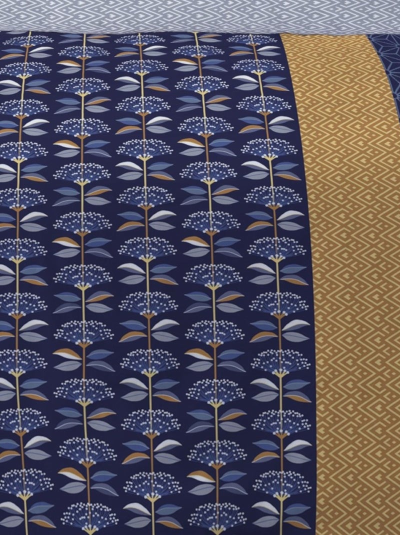 Housse de couette 240x220 CARLOS + 2 taies Percale de coton Bleu - Kiabi