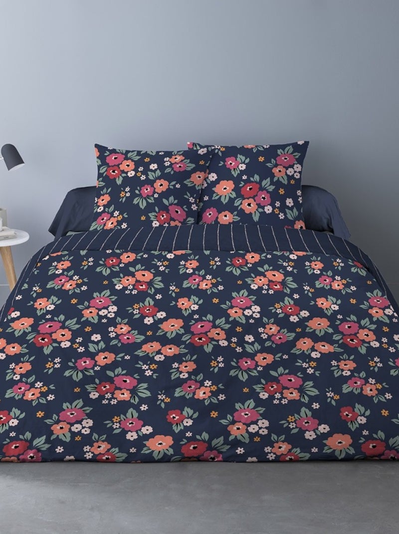 Housse de couette 240x220 Charlotte + 2 taies polycoton Bleu - Kiabi