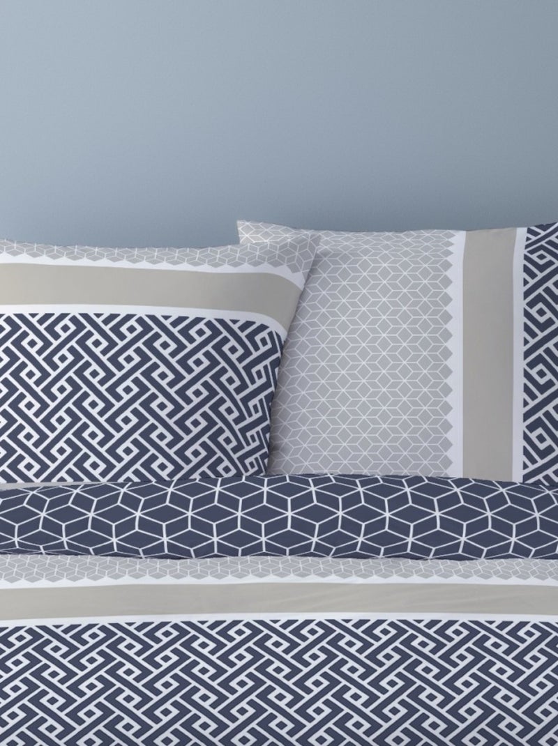 Housse de couette 240x220 CHIRON + 2 taies 100% coton Bleu - Kiabi